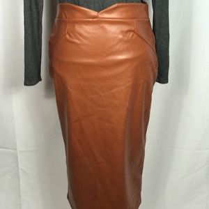 Brown Faux Leather Skirt